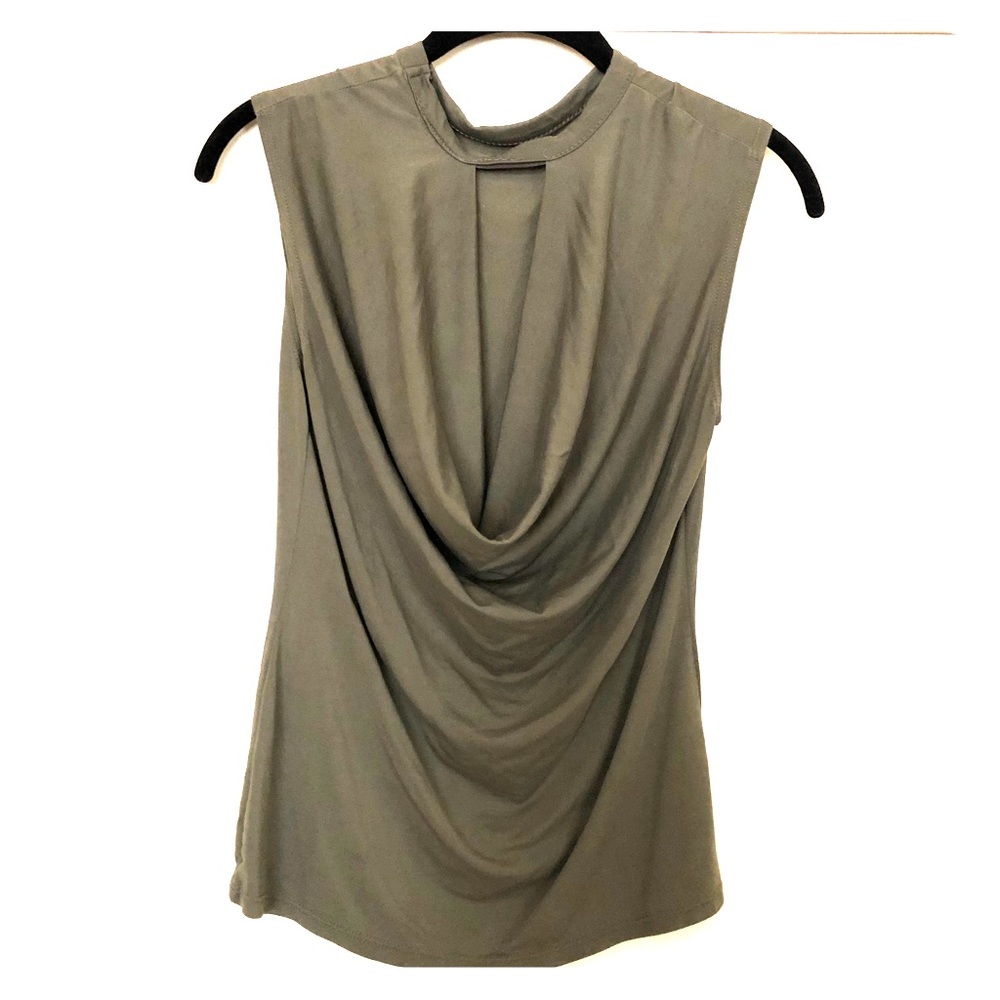 Army green scoop back top